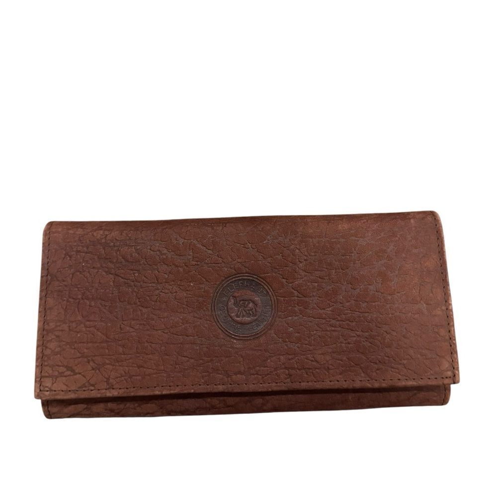 Elephant Genuine Leather Brown Long Wallet